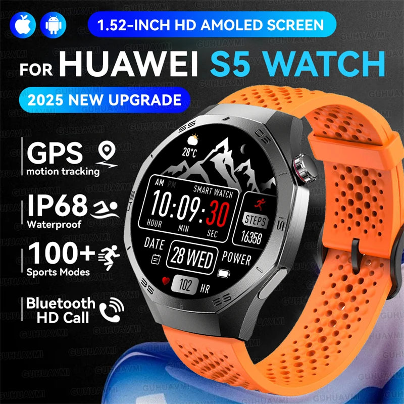 GUHUAVMI GT5 Pro Smartwatch – HD AMOLED GPS Heart Rate Tracker