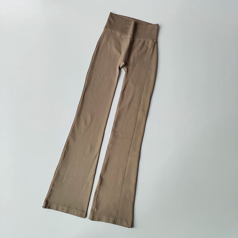 High-Waisted Flared Yoga Pants – Seamless Compression Leggings