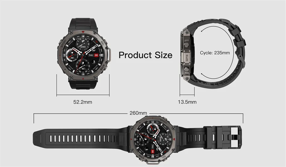 T-Rex 3 Pro Military Smartwatch – Dual-Band GPS 10ATM