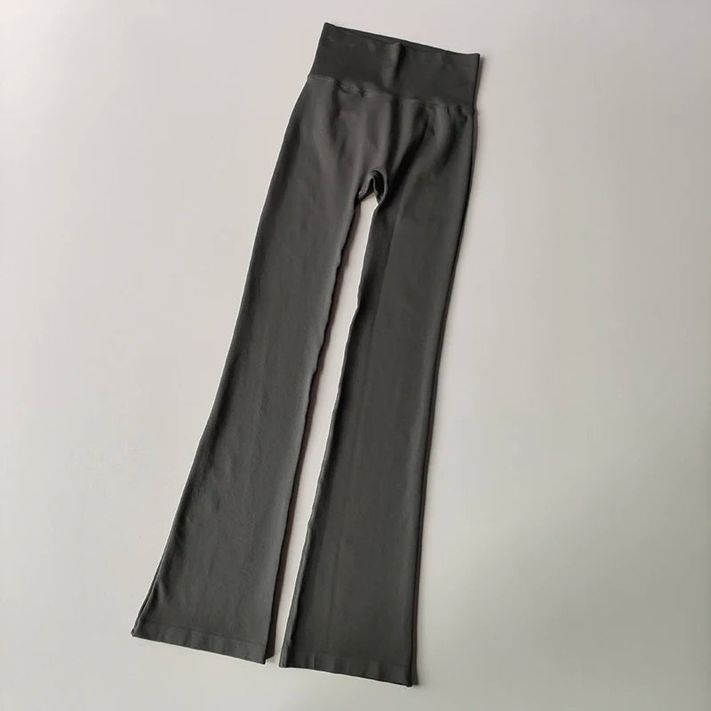 High-Waisted Flared Yoga Pants – Seamless Compression Leggings