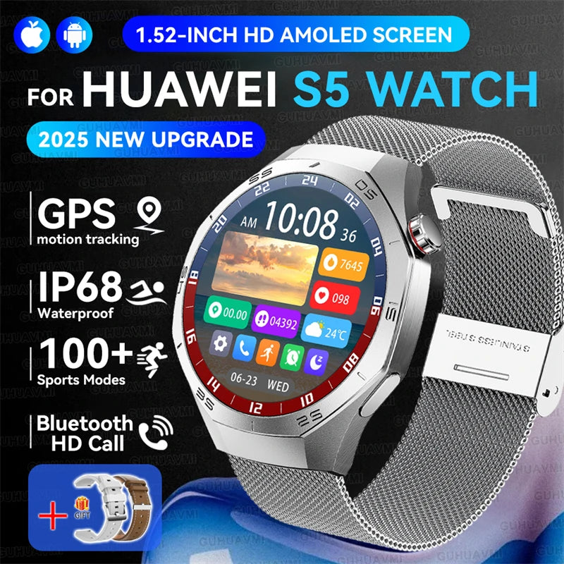 GUHUAVMI GT5 Pro Smartwatch – HD AMOLED GPS Heart Rate Tracker