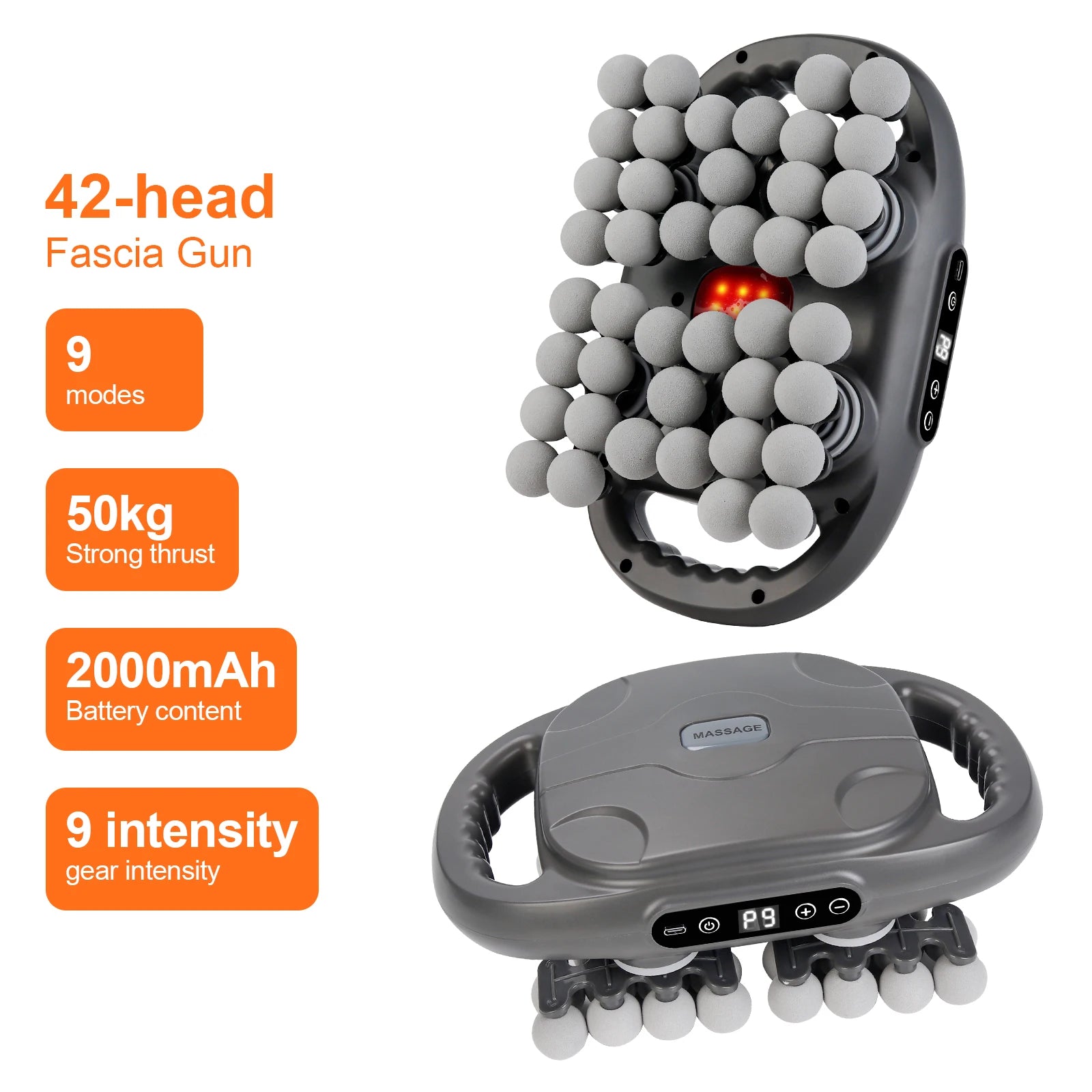 42-Head Fascia Massage Gun – High-Frequency Muscle Massager