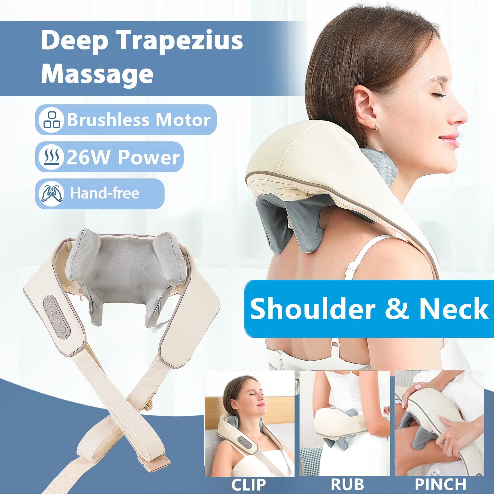 Foreverlily Wireless Neck & Shoulder Massager – 26W Kneading Shawl