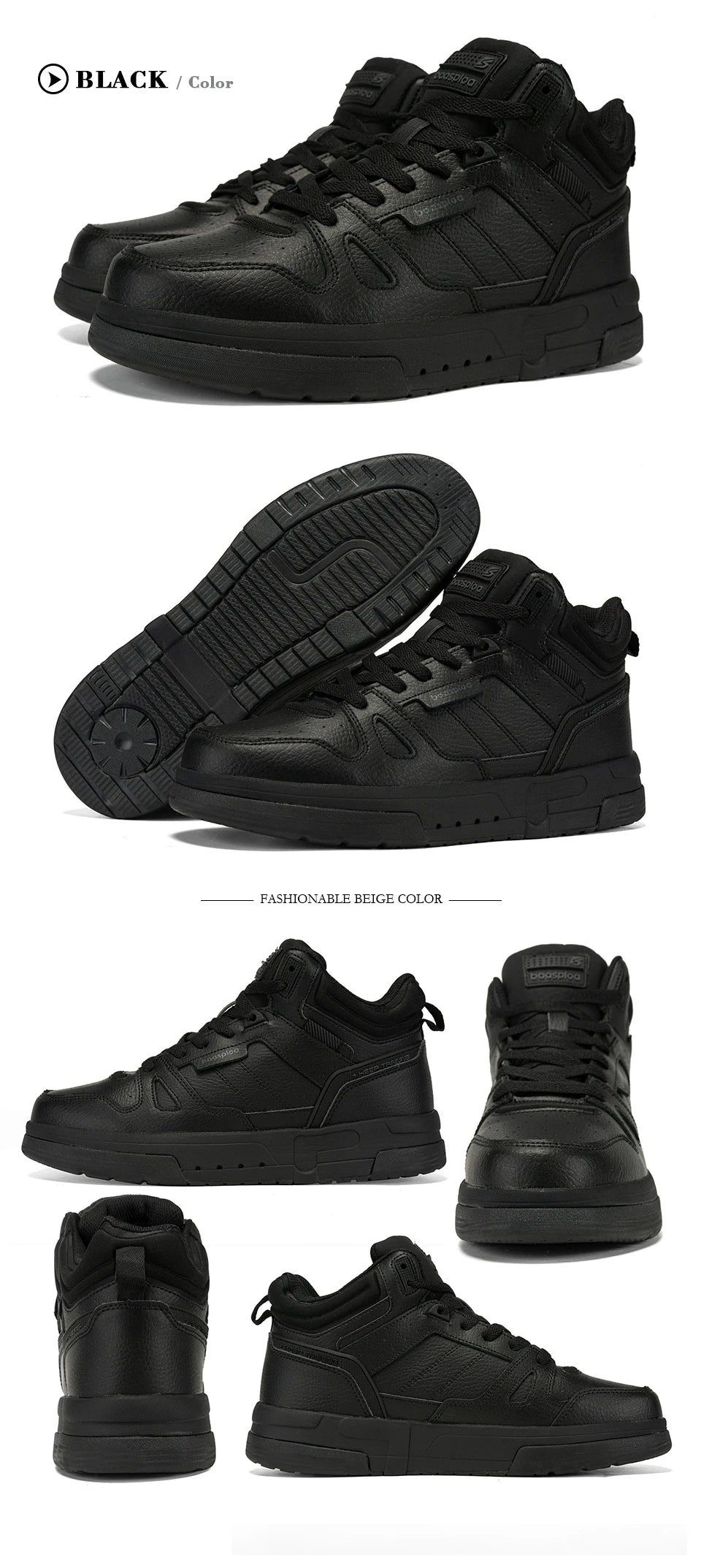 Baasploa Men’s Winter Sneakers – Plush Warm Non-Slip Casual Shoes
