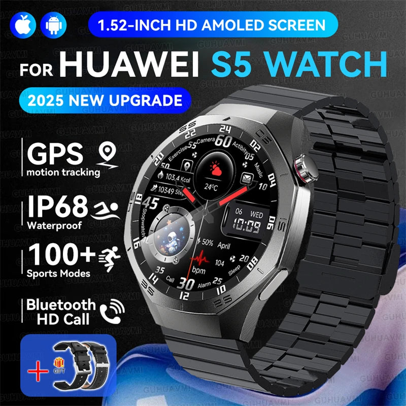 GUHUAVMI GT5 Pro Smartwatch – HD AMOLED GPS Heart Rate Tracker