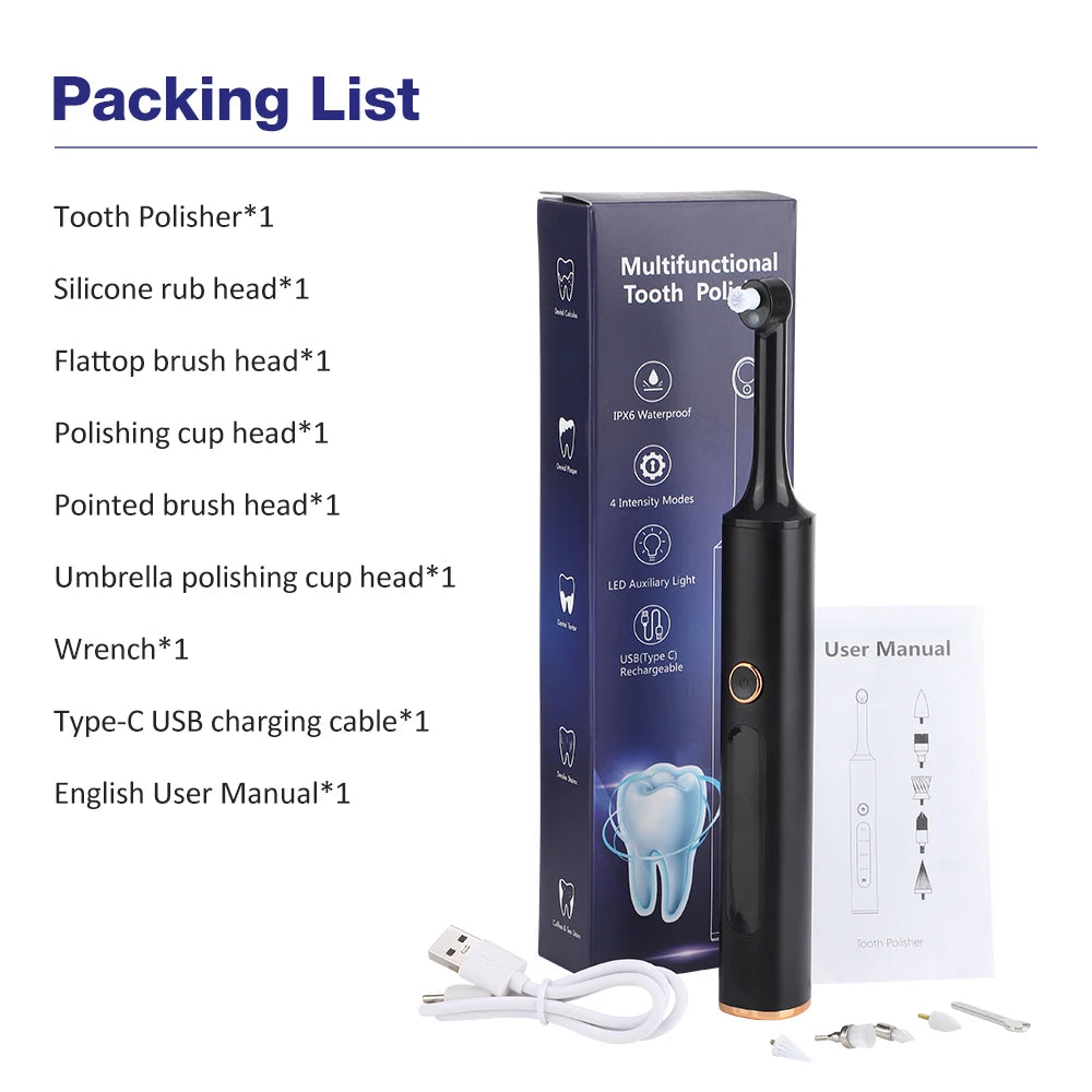 Electric Dental Cleaner – USB Rechargeable Tartar & Plaque Remover