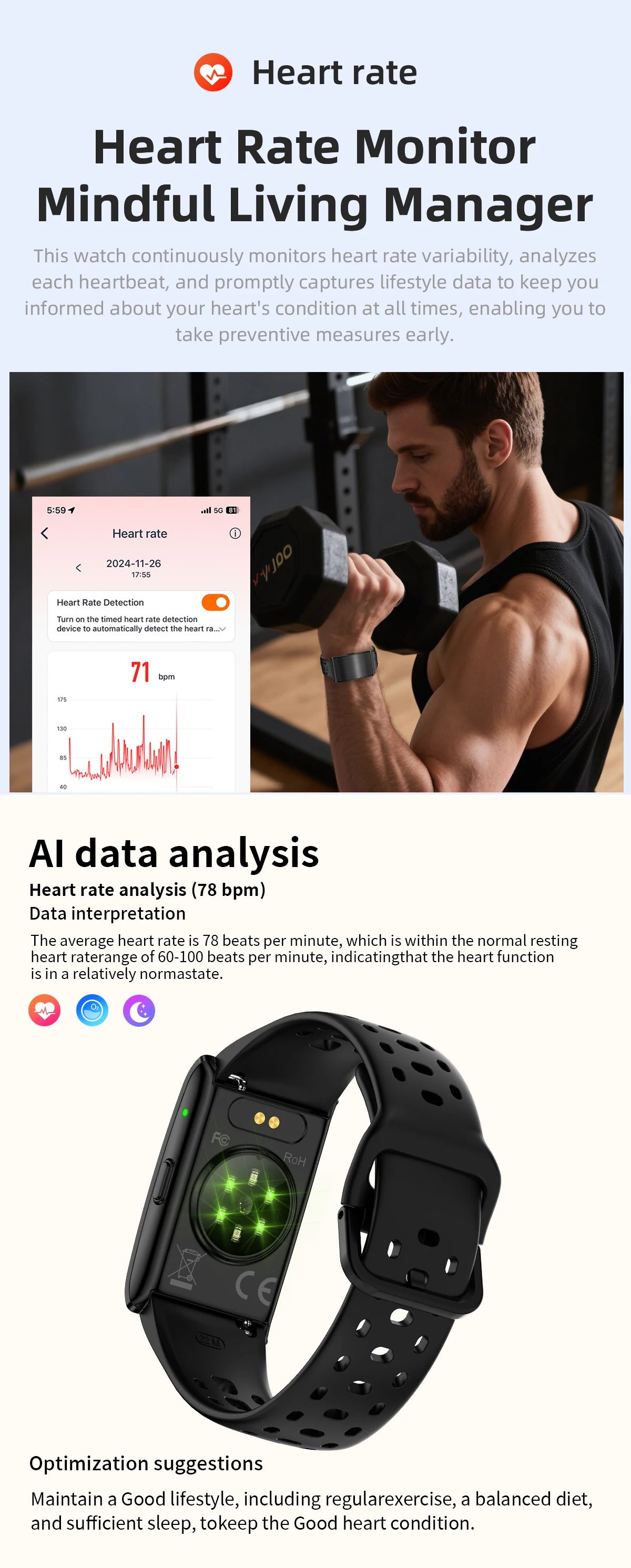 LIGE GPS Sports Smart Bracelet – Fitness & Health Tracker