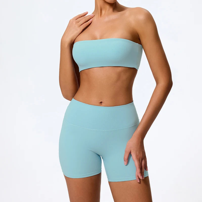 Ctenkevet 2-Piece Strapless Yoga Set – Women's Workout Outfit