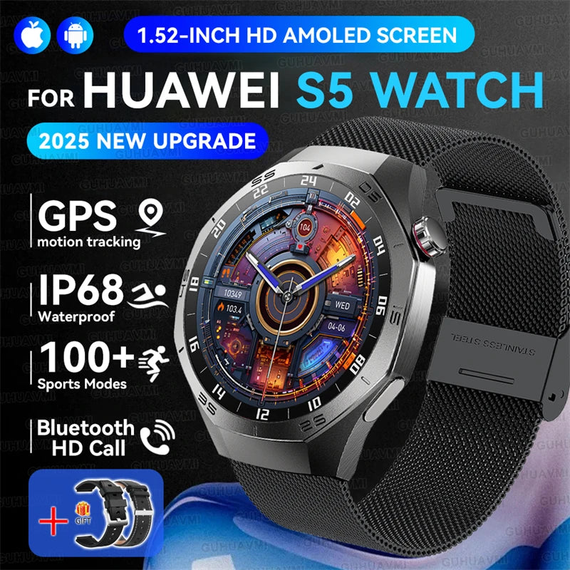 GUHUAVMI GT5 Pro Smartwatch – HD AMOLED GPS Heart Rate Tracker