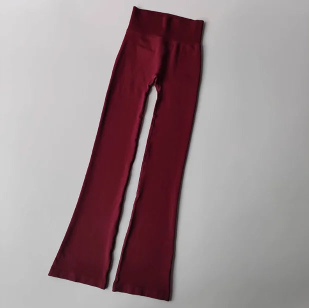 High-Waisted Flared Yoga Pants – Seamless Compression Leggings