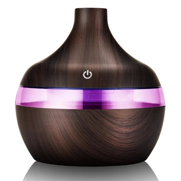 300ML Ultrasonic Aroma Humidifier – Wood Grain Essential Oil Diffuser