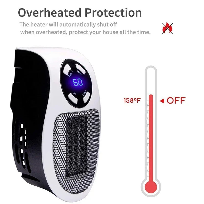 350W Portable Electric Heater – Wall-Mounted Room Heater with Remote