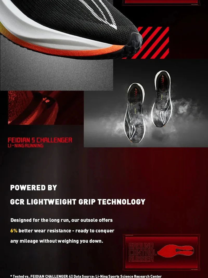 Li-Ning FEIDIAN 5 CHALLENGER – Carbon Plate SUPER BOOM Racing Shoes-FIBER PLATE LiNing Competitive Sneaker ARMV001