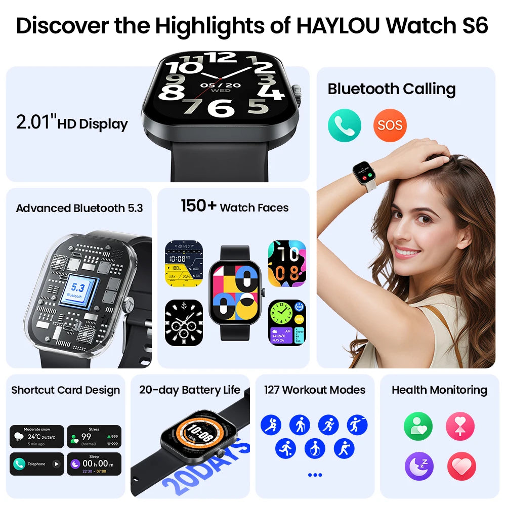 S6 Voice Calling Smartwatch – Health Monitoring & IP68 Waterproof