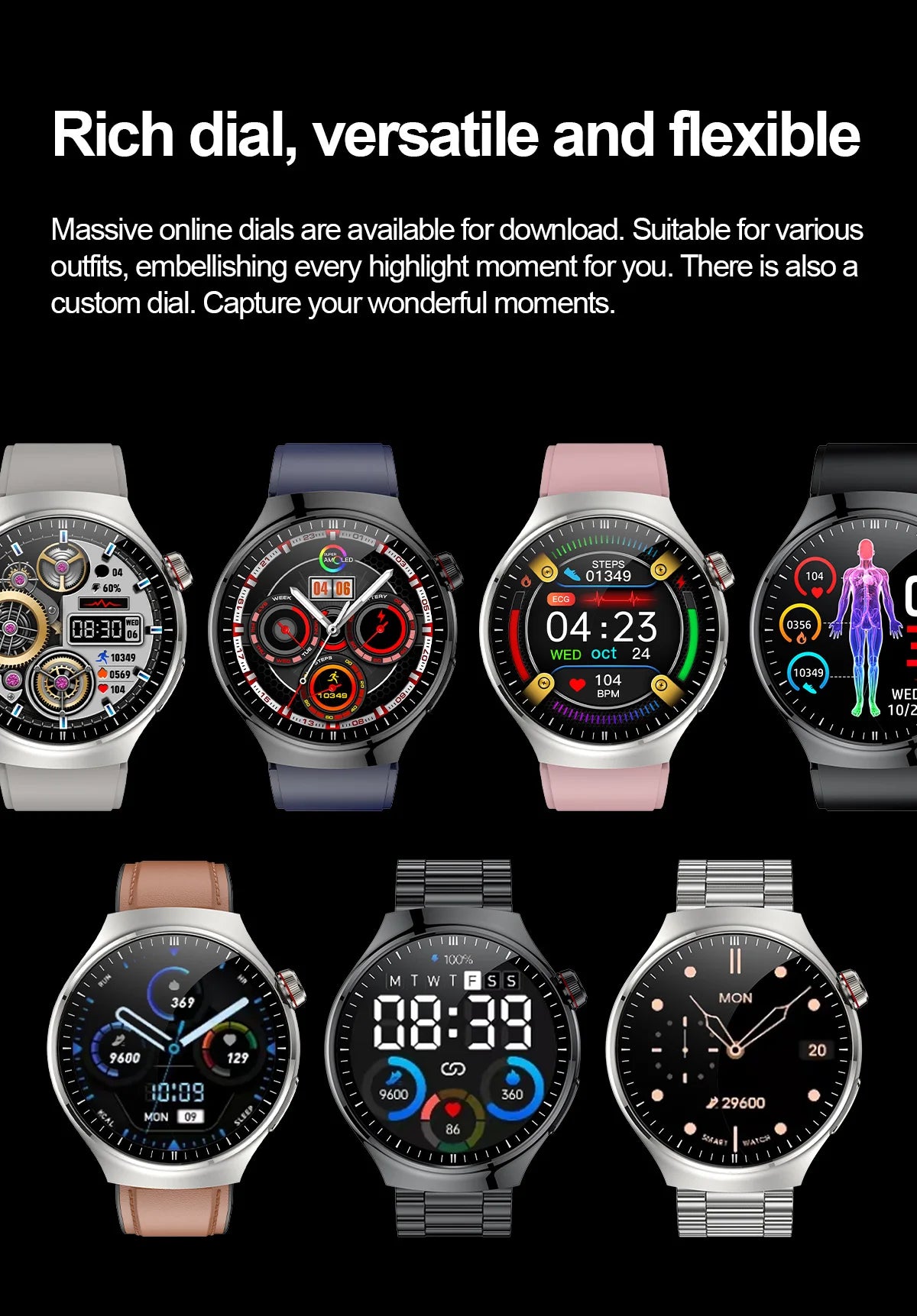 2025 Nursing-Grade Health Smartwatch – ECG PPG Bluetooth Call