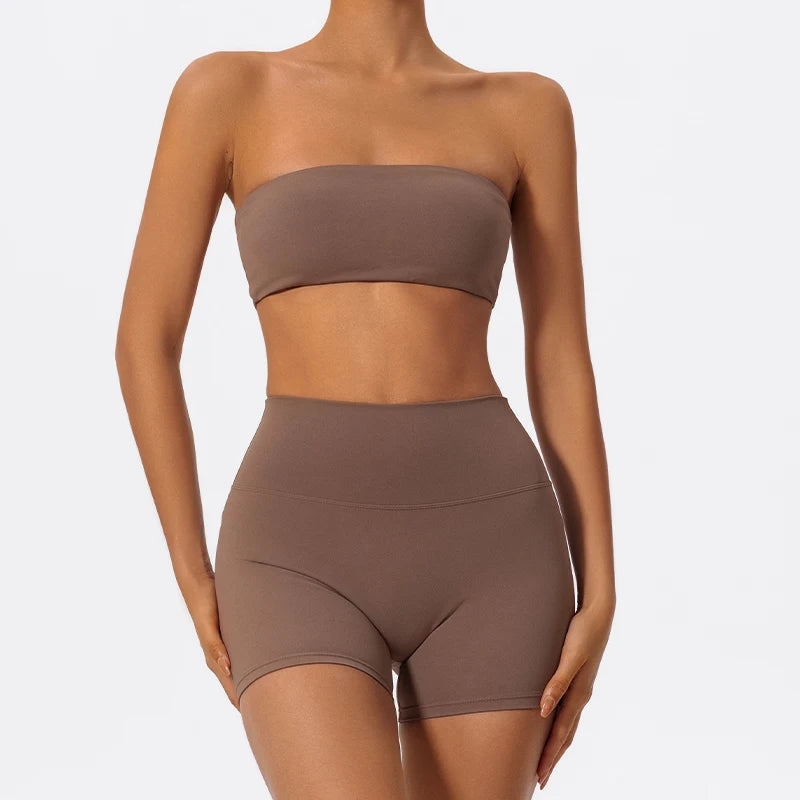 Ctenkevet 2-Piece Strapless Yoga Set – Women's Workout Outfit