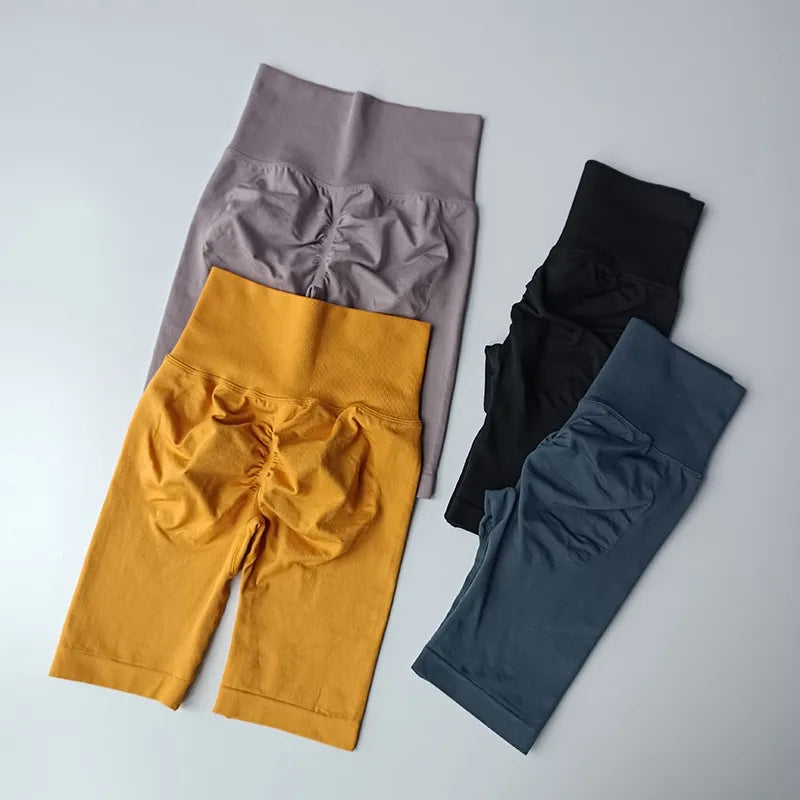 Women’s High-Waist Yoga Shorts – Push-Up Fitness Shorts
