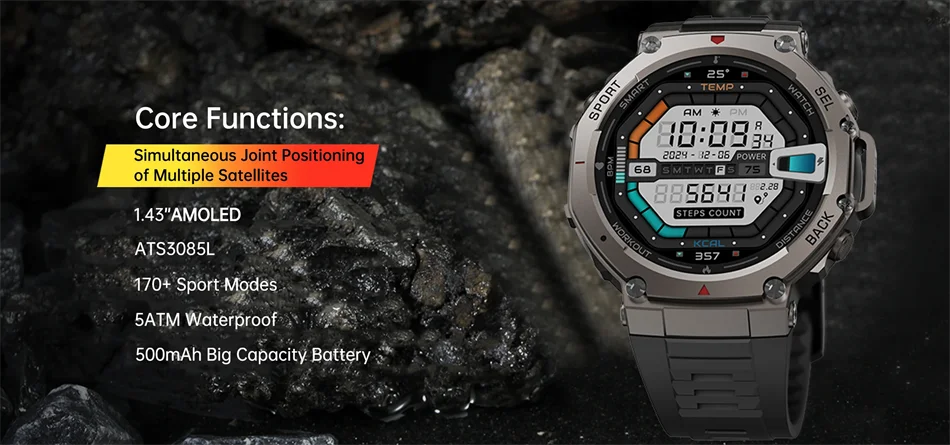 T-Rex 3 Pro Military Smartwatch – Dual-Band GPS 10ATM