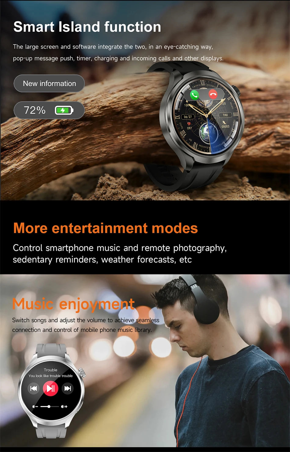 Huawei 1.85" Smartwatch – GPS, NFC & Bluetooth Fitness Tracker for Men