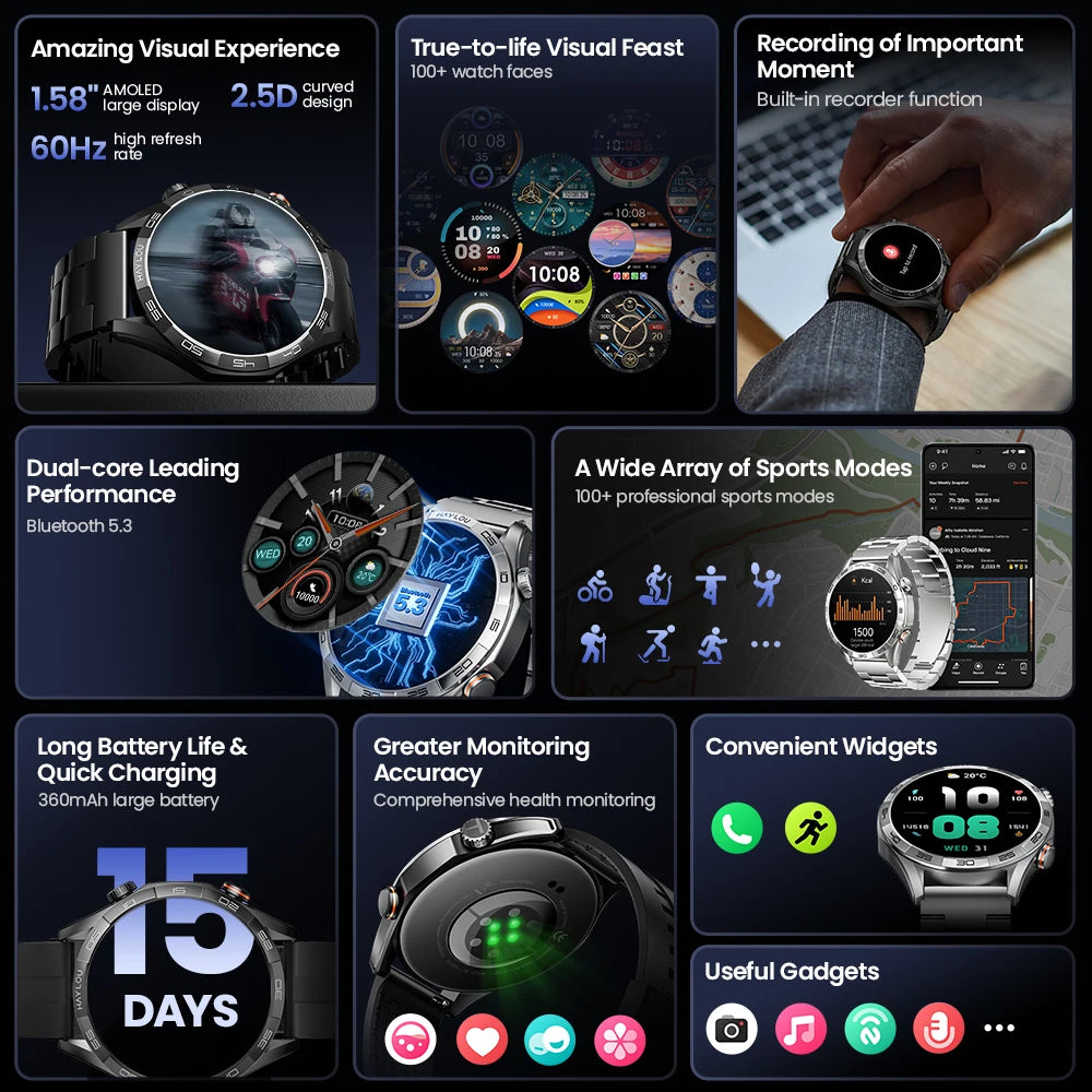 HAYLOU Solar 5 Smartwatch – AMOLED 60Hz Voice Call & Health Tracker