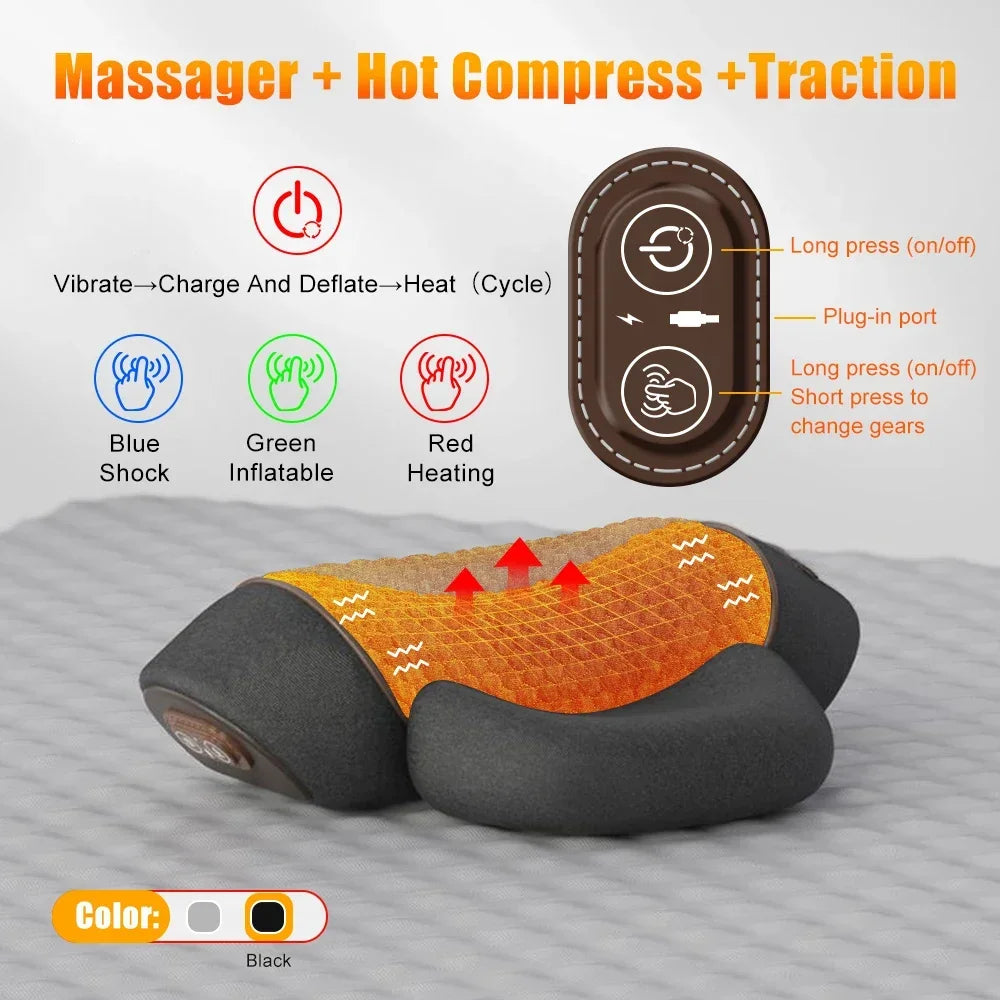 Electric Neck Massager Pillow – Heating & Vibration Cervical Support