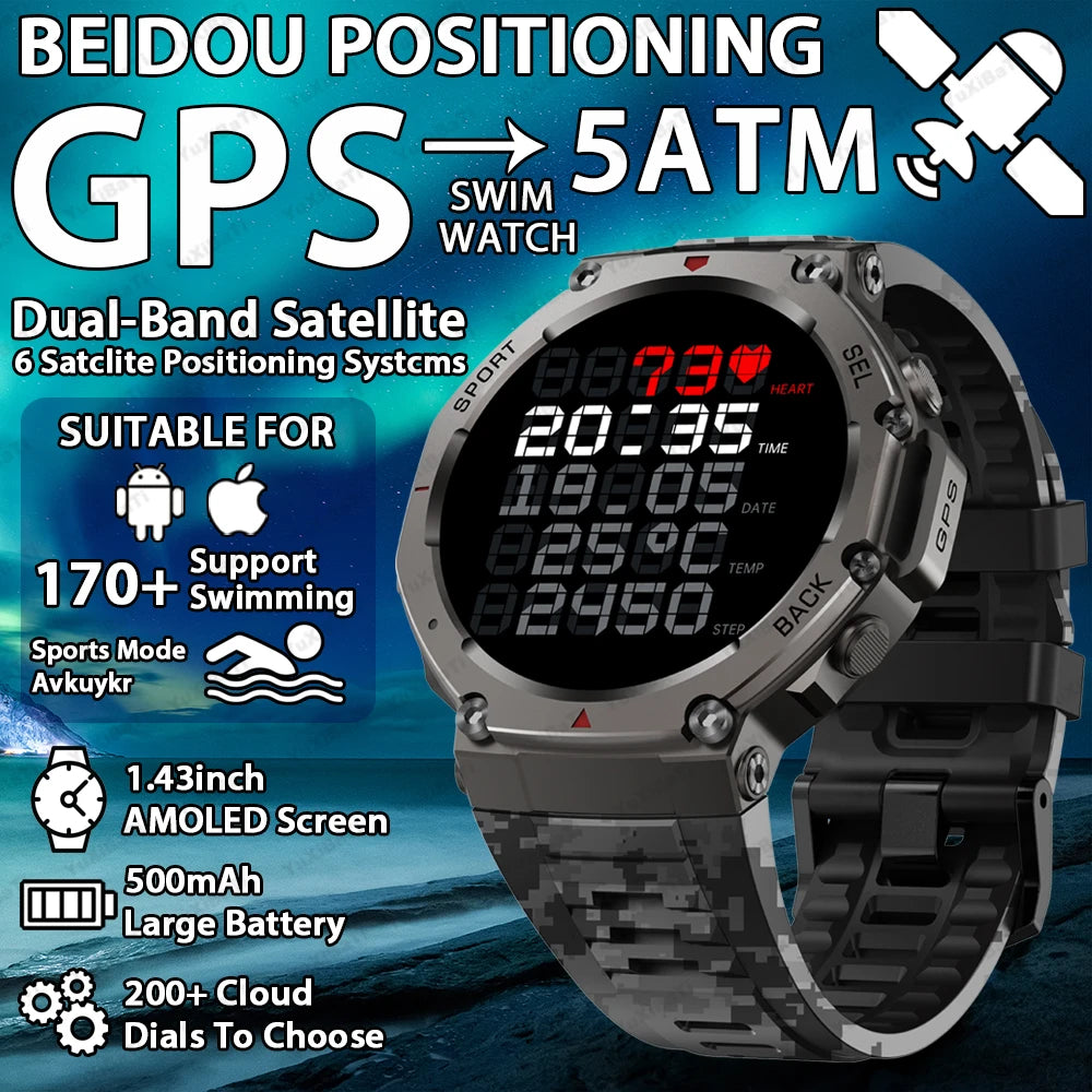 T-Rex 3 Pro Military Smartwatch – Dual-Band GPS 10ATM