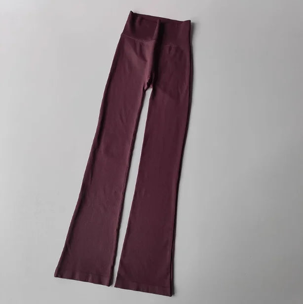 High-Waisted Flared Yoga Pants – Seamless Compression Leggings
