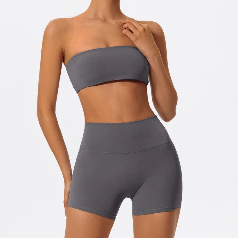 Ctenkevet 2-Piece Strapless Yoga Set – Women's Workout Outfit