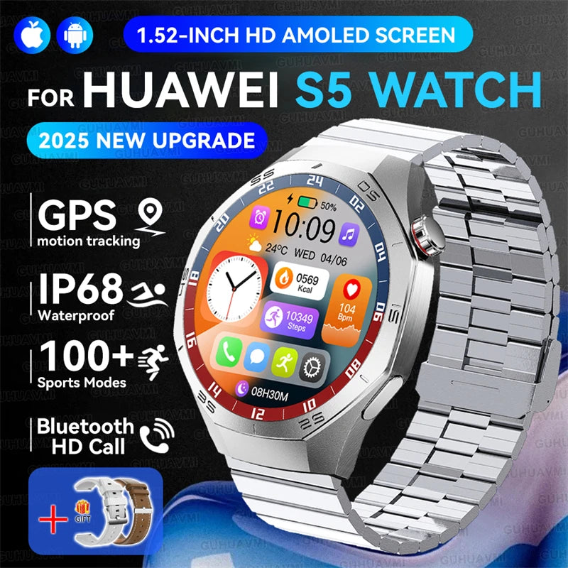 GUHUAVMI GT5 Pro Smartwatch – HD AMOLED GPS Heart Rate Tracker