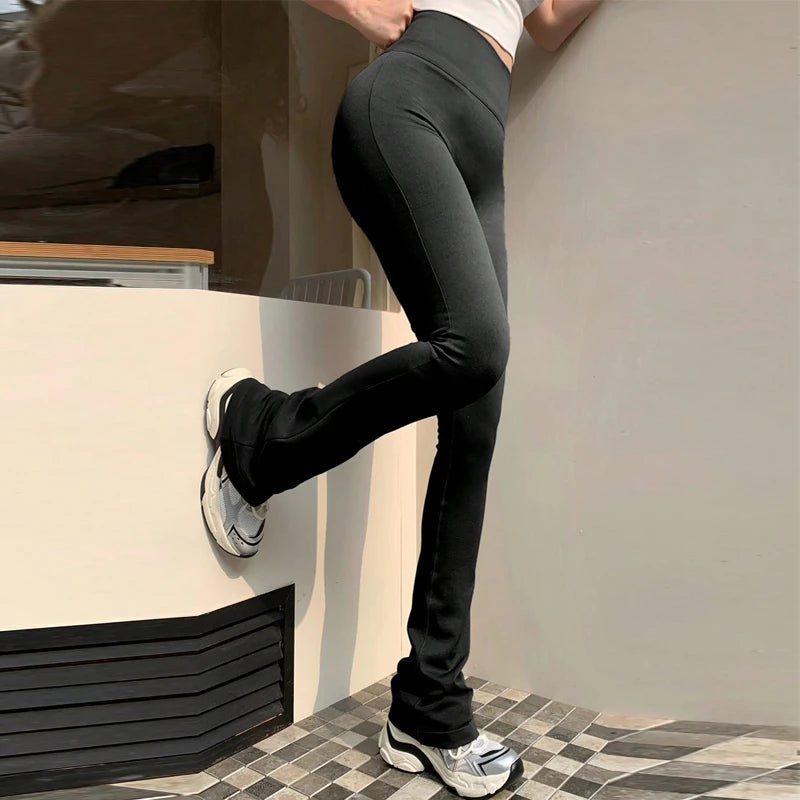 High-Waisted Flared Yoga Pants – Seamless Compression Leggings