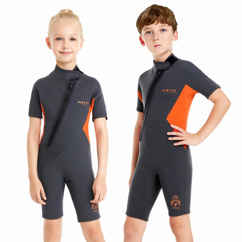 Kids 2mm Neoprene Wetsuit – One-Piece Surf & Swim Suit