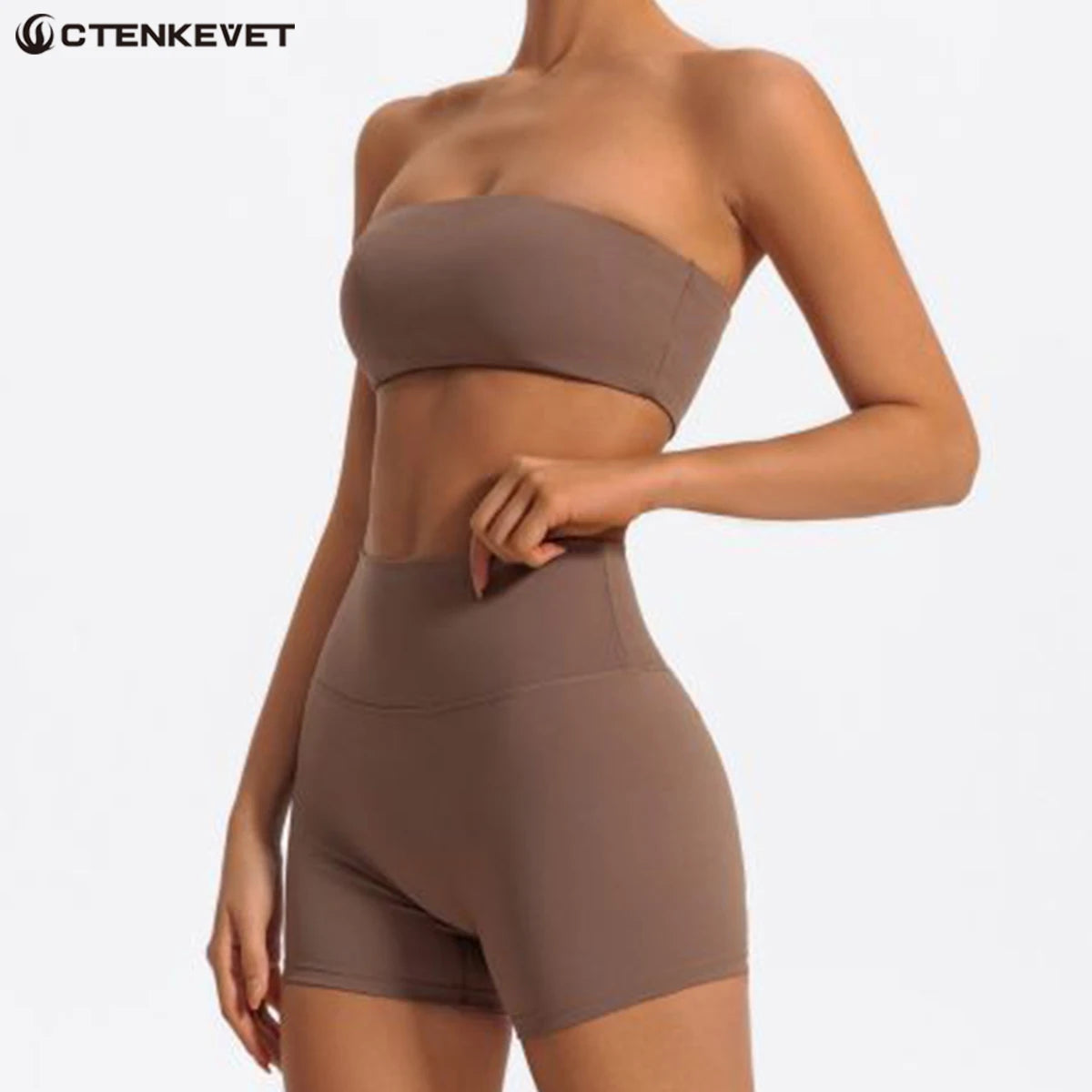 Ctenkevet 2-Piece Strapless Yoga Set – Women's Workout Outfit