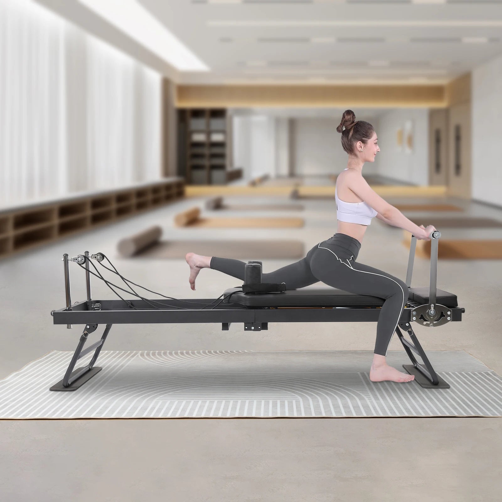 Foldable Steel Pilates Reformer – Home Yoga Fitness Equipment