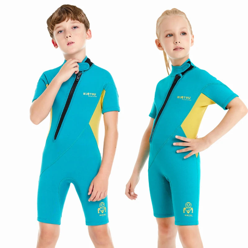 Kids 2mm Neoprene Wetsuit – One-Piece Surf & Swim Suit