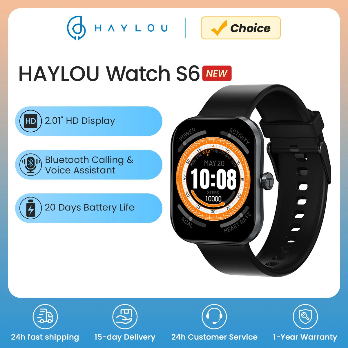 S6 Voice Calling Smartwatch – Health Monitoring & IP68 Waterproof
