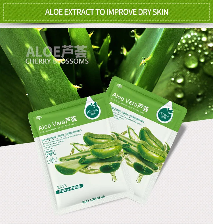 30pcs Natural Plant Facial Masks – Moisturizing & Anti-Aging Korean Skincare