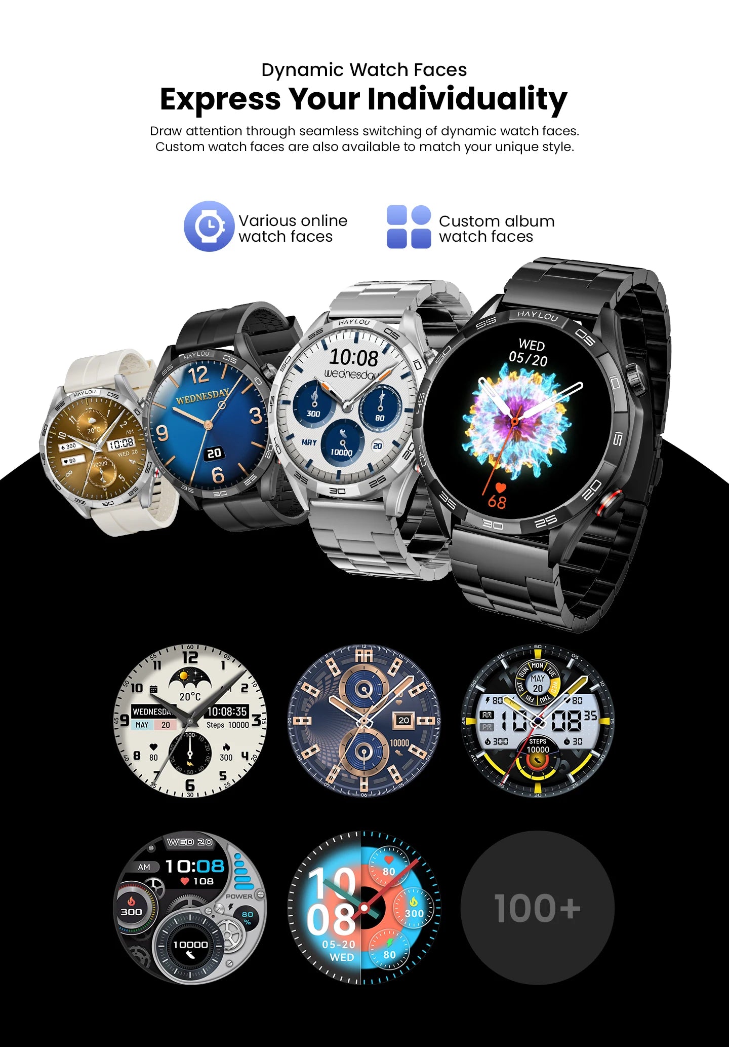 HAYLOU Solar 5 Smartwatch – AMOLED 60Hz Voice Call & Health Tracker