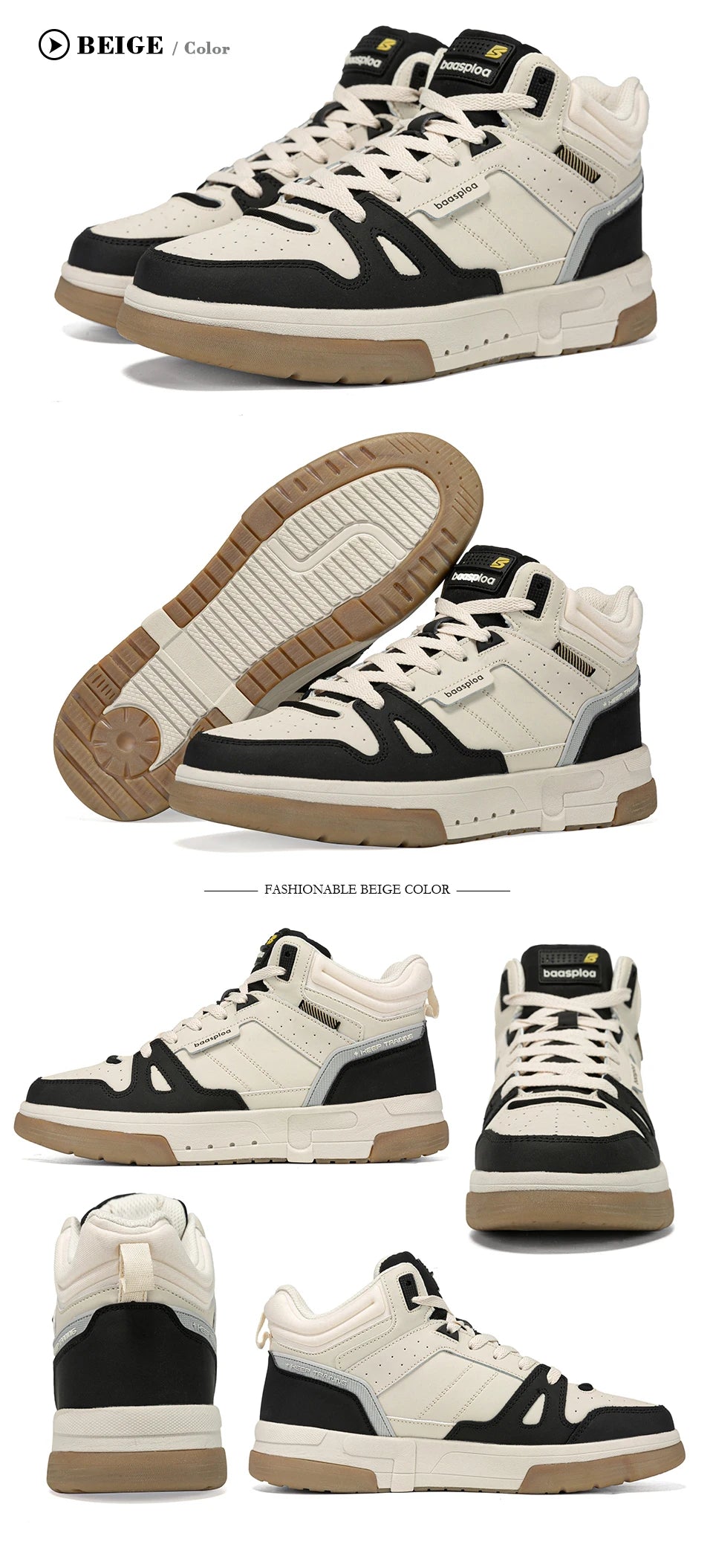 Baasploa Men’s Winter Sneakers – Plush Warm Non-Slip Casual Shoes