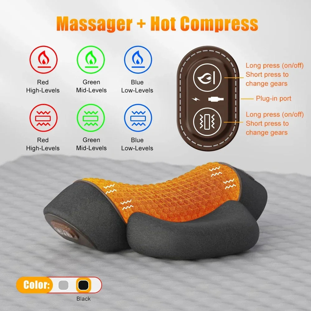 Electric Neck Massager Pillow – Heating & Vibration Cervical Support