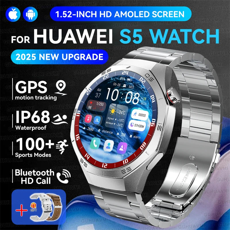 GUHUAVMI GT5 Pro Smartwatch – HD AMOLED GPS Heart Rate Tracker