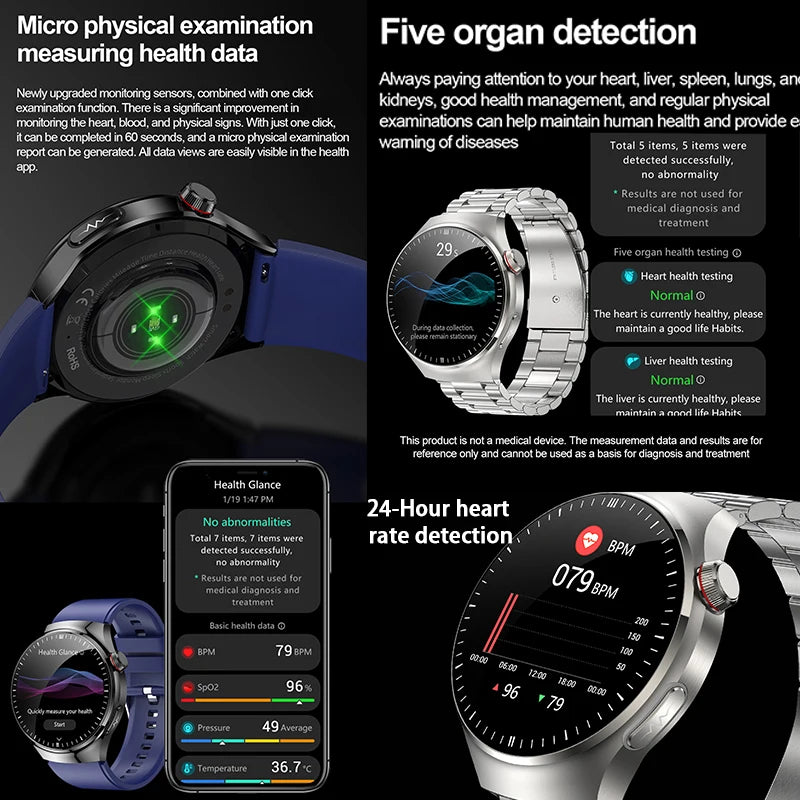 2025 Nursing-Grade Health Smartwatch – ECG PPG Bluetooth Call