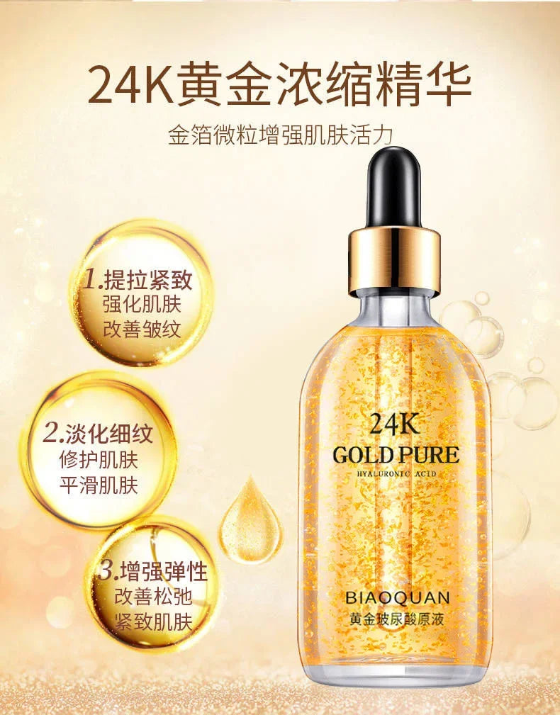 24K Gold Hyaluronic Acid Face Serum – Anti-Aging Collagen Essence (100ml)
