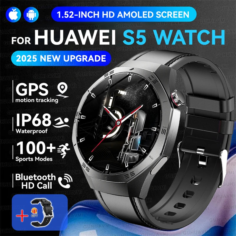 GUHUAVMI GT5 Pro Smartwatch – HD AMOLED GPS Heart Rate Tracker