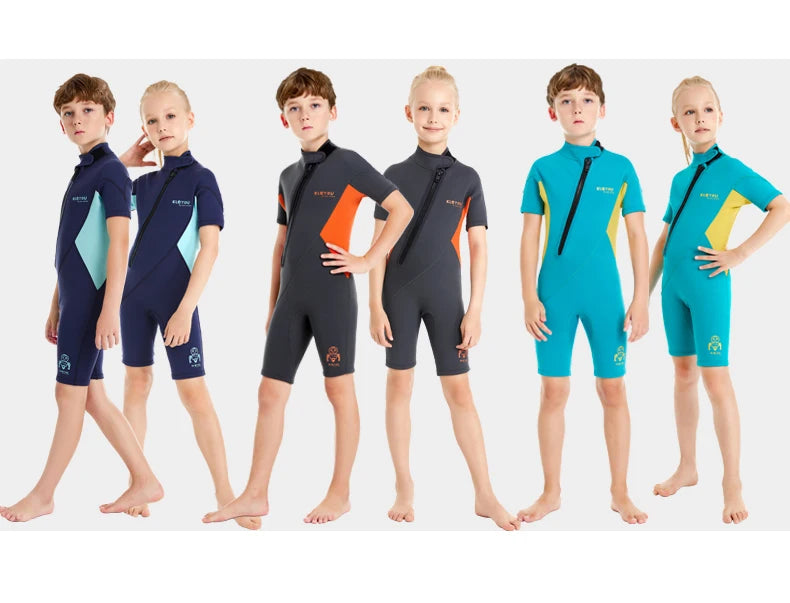 Kids 2mm Neoprene Wetsuit – One-Piece Surf & Swim Suit