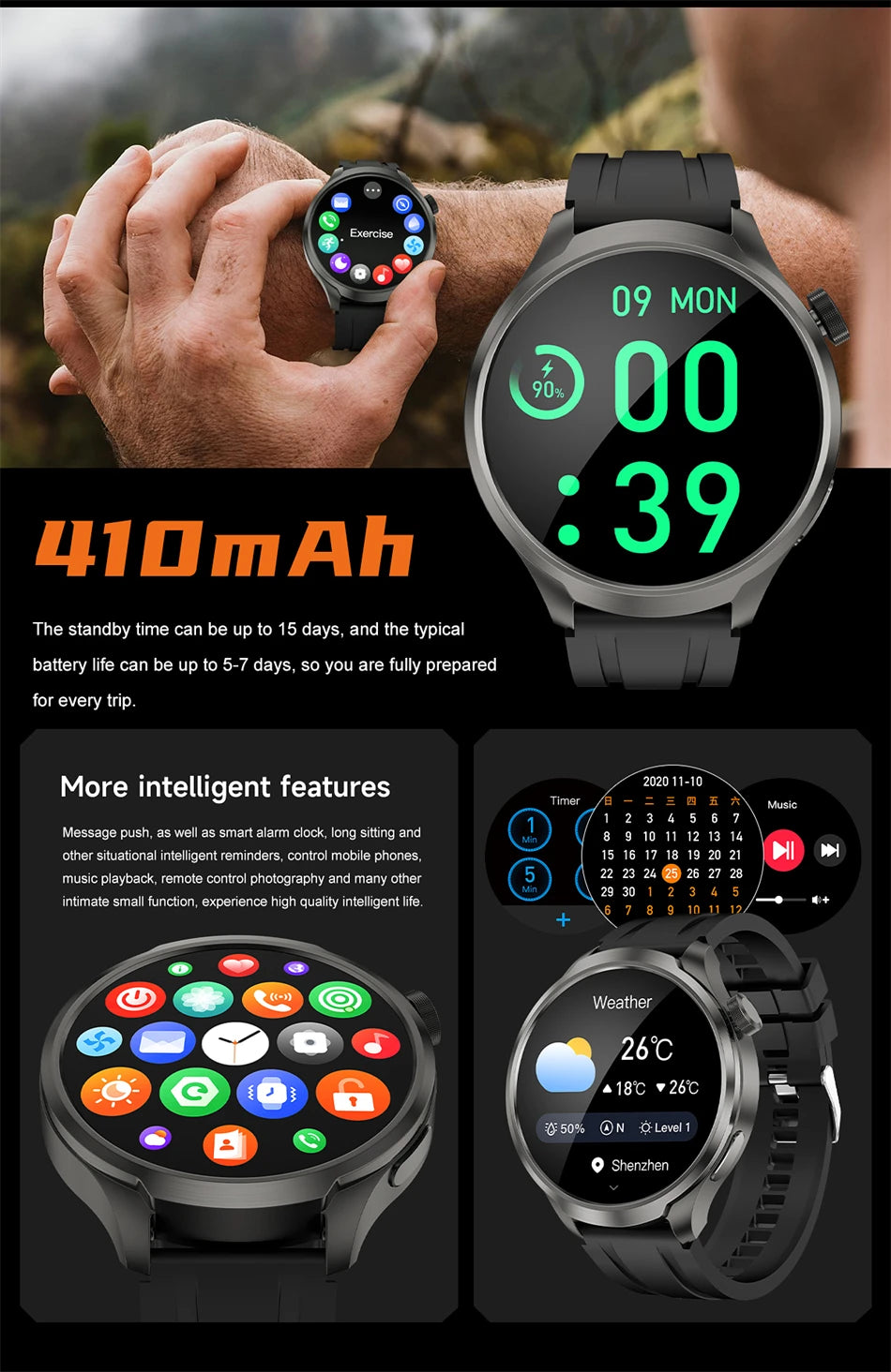 Huawei 1.85" Smartwatch – GPS, NFC & Bluetooth Fitness Tracker for Men