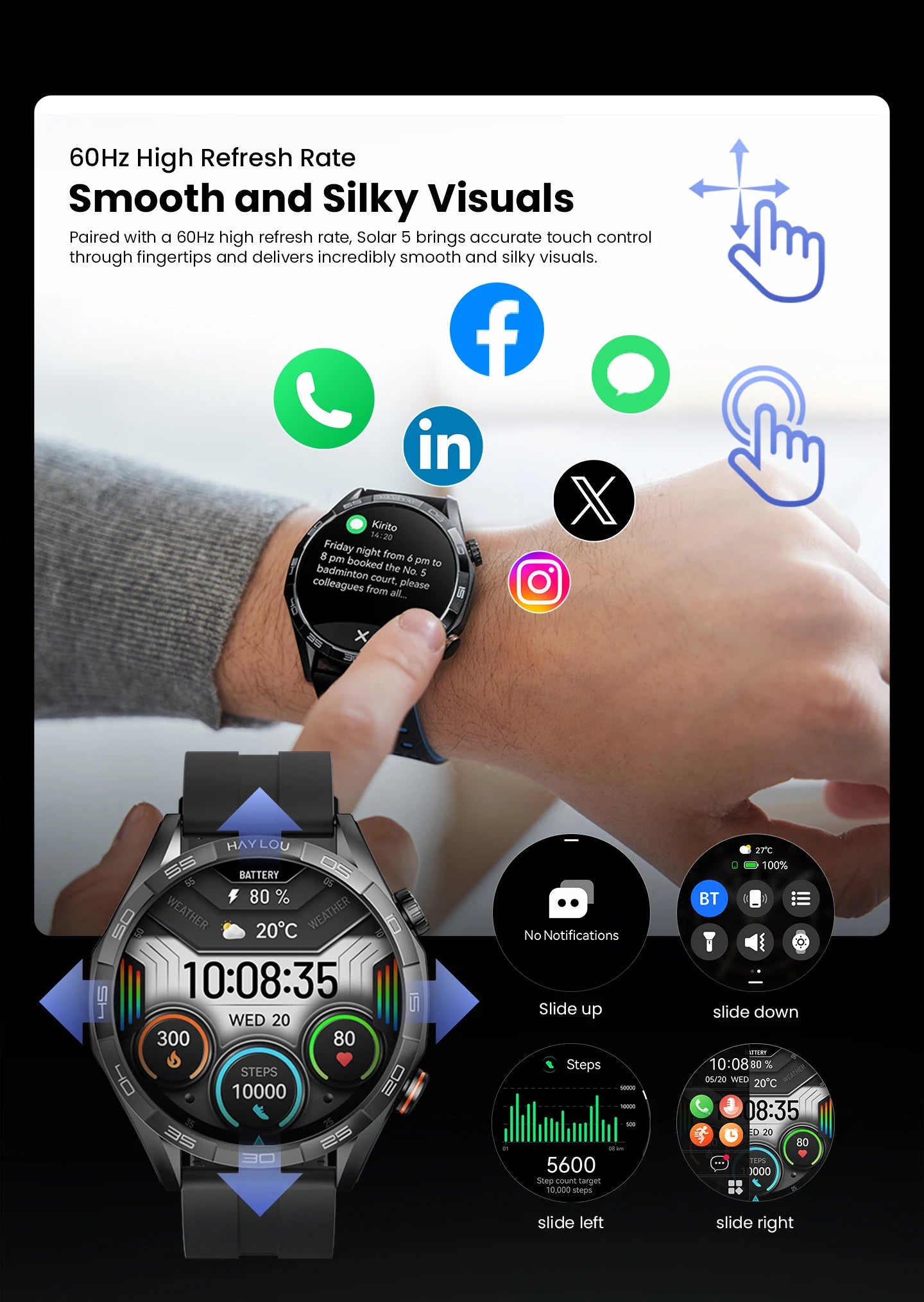 HAYLOU Solar 5 Smartwatch – AMOLED 60Hz Voice Call & Health Tracker