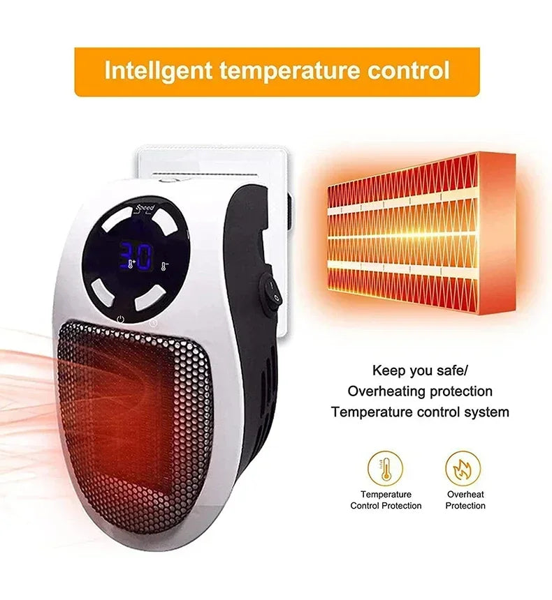 350W Portable Electric Heater – Wall-Mounted Room Heater with Remote