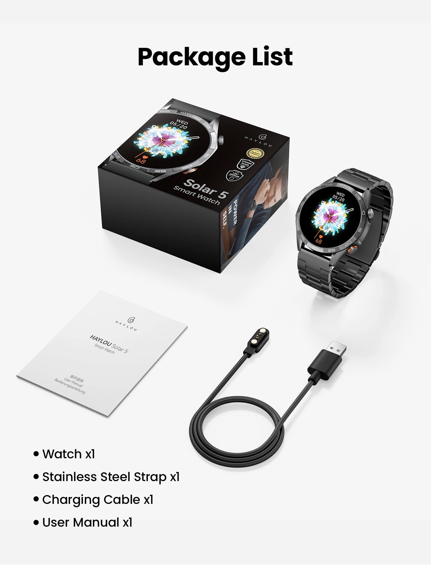 HAYLOU Solar 5 Smartwatch – AMOLED 60Hz Voice Call & Health Tracker