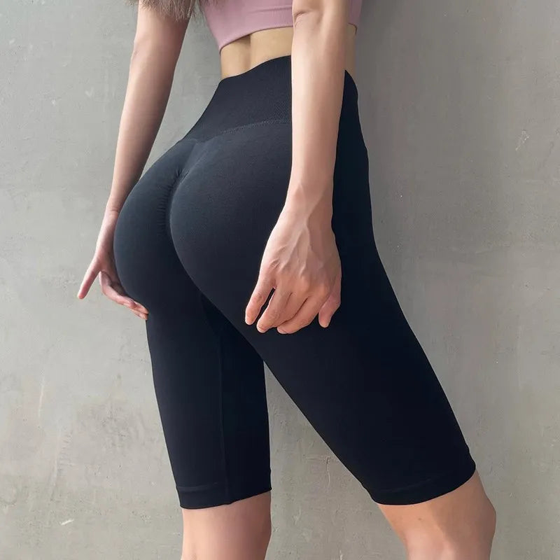 Women’s High-Waist Yoga Shorts – Push-Up Fitness Shorts